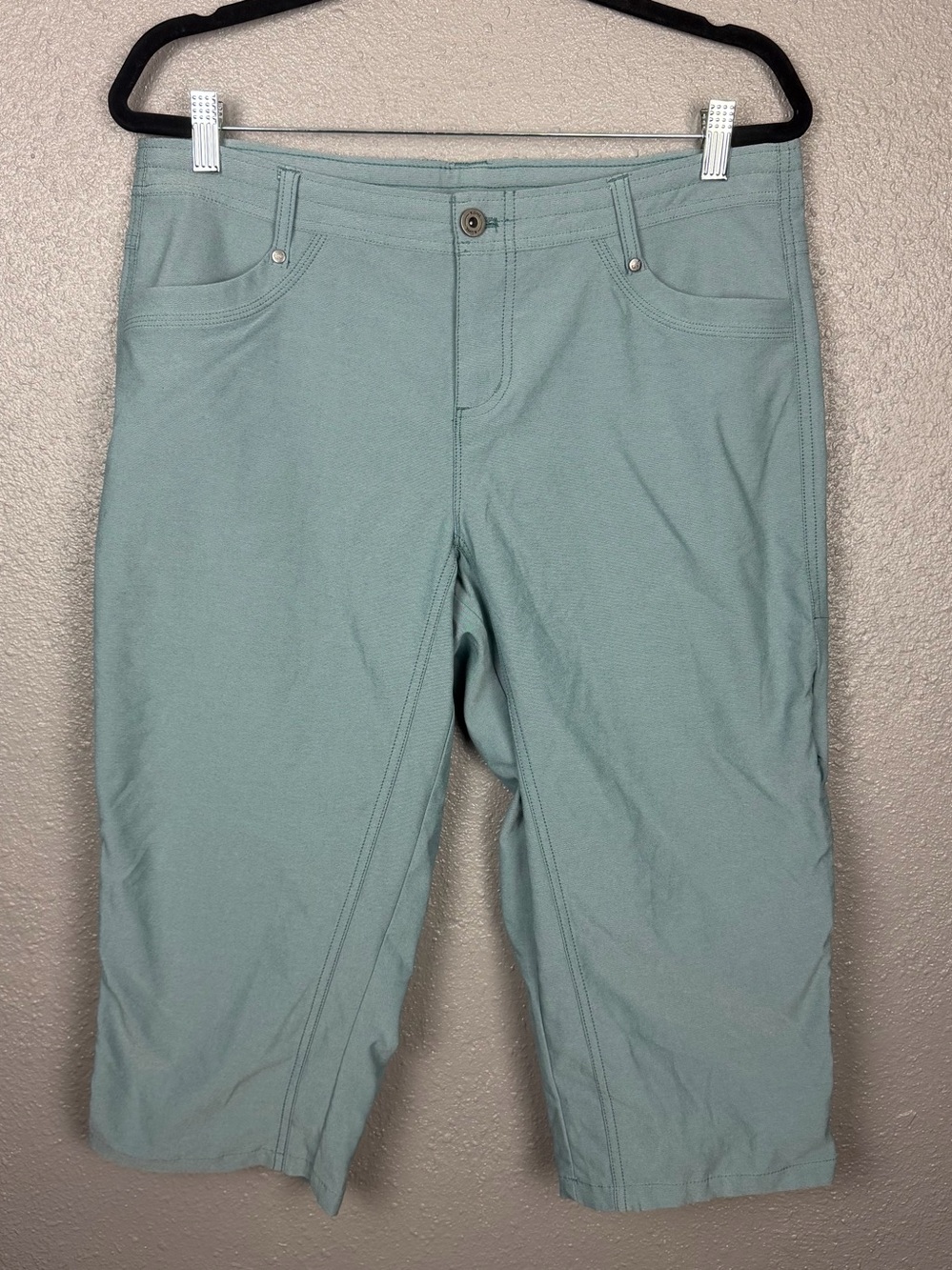 Kuhl Legendary Women’s 12 Capri Pants Green Trekr Cotton Straight Leg Pockets